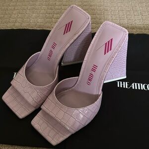 The Attico Croc Embossed Square Toed in pink